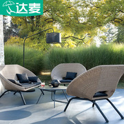 户外藤椅沙发茶几三件套组合藤制庭院室外藤编民宿花园设计师家具
