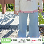 sasa的丸子妹女童牛仔裤春季长裤，裤2024微喇软，儿童直筒裤洋气