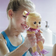 bloopies潜水员娃娃浴室洗澡喷水吐泡泡娃娃玩具，宝宝浴缸游泳玩水