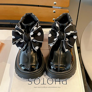 女童短靴2023秋冬季儿童，单靴皮靴黑色，小皮鞋马丁靴公主靴子