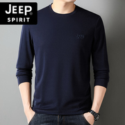 jeep吉普男士长袖t恤2023春秋季休闲薄款圆领打底衫上衣男装