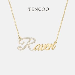 Tencoo个性定制首字母满钻名字项链小众高级感字母项链 生日礼物