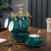 精致咖啡杯套装金边高颜值现代小奢华家用陶瓷，杯子办公杯下午茶具