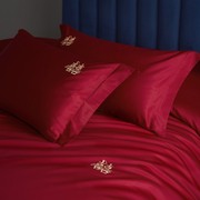 新中式新疆长绒棉结婚床上四件套婚床纯棉，全棉婚庆红色喜被婚