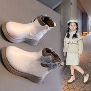 女童马丁靴2023秋冬公主鞋黑色英伦短靴软底儿童鞋子女孩靴子