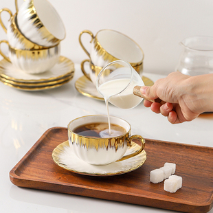 欧式骨瓷咖啡杯套装下午茶具，高档精致陶瓷英式红茶杯碟套装家用女