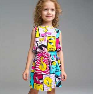 柜尾系列超美外单夏款女童时尚连衣裙子短袖T恤套装两件套装