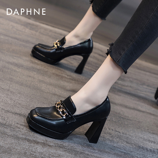 Daphne达芙妮 小个子网红穿搭~秋季粗跟高跟鞋子女时尚防水台单鞋
