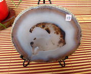 长颈鹿4398天然玛瑙石切片玉髓调瓷板14.5公分茶杯垫装饰厚1.1