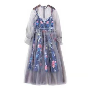 韩国东大门连衣裙蕾丝衬衫甜美可爱风名媛气质灯笼袖宽松版洋气款