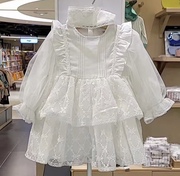 韩国童装22春女宝超仙，白色网纱连衣裙儿童生日，礼服公主裙b5
