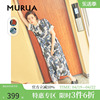 murua日系2023夏季复古风软甜网红水墨印花短袖连衣裙