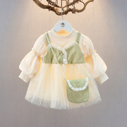 春季童装女童纱裙连衣裙洋气，春装1-3岁女宝宝，长袖公主裙婴儿衣服