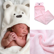 秋冬初生婴儿新生儿抱被抱毯宝宝珊瑚绒毛毯子包被可爱熊造型浴巾