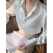 捡漏品牌折扣店商场丝绸缎面白色衬衫女气质长袖上衣