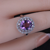 天然紫水晶戒指s925纯银高级彩宝豪华紫晶宝石，指环开口可调节