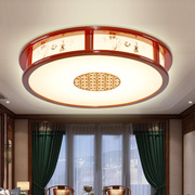led新中式圆形客厅卧室实木中国风亚克力橡木，雕刻仿古吸顶灯具饰