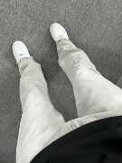 three333美式休闲水洗烟灰色，牛仔裤微弹直筒，休闲裤微喇设计长裤