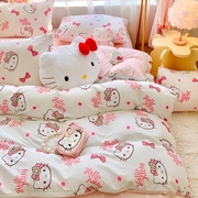 纯棉凯蒂猫哈喽hellokitty床单kt猫，全棉公主风四件套卡通三件套