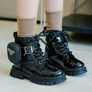 儿童马丁靴女童短靴子，2023秋冬学院，风单靴小女孩加绒皮靴软底