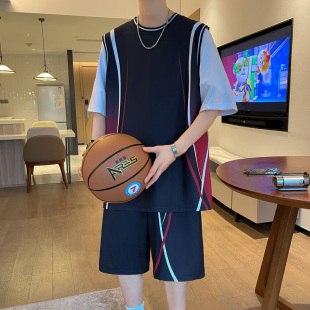 夏季短袖t恤男孩12-15岁初高中学生13篮球服套装14大童运动球衣服