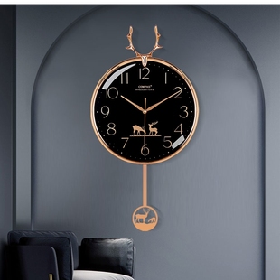 康巴丝欧式钟表创意挂钟，摇摆时尚挂墙挂表静音客厅时钟石英钟家用