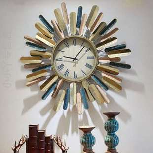 客厅工艺品挂钟艺术时钟，壁挂装饰品创意造型，铁艺钟表挂饰做旧