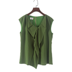 非系列夏季女装库存折扣，绿色无袖上衣时尚，气质雪纺衫y2508