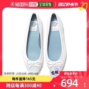 日本直邮emmafrancis女士鞋子，白色尖头舒适休闲平底靴子绒面