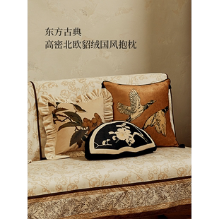 蜡笔派「国画花鸟系列，」法式中国风靠枕，复古客厅美拉德沙发抱枕
