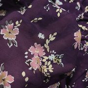 纯棉烫金印花布料微透小碎花日本进口紫红花色连衣裙衬衫服装面料