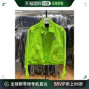 香港直邮we11done女士荧光绿徽标，短款牛仔外套