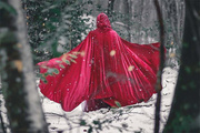 春秋季金丝绒中长款斗篷，女士大红色大裙摆披风拍照摄影舞台演出服