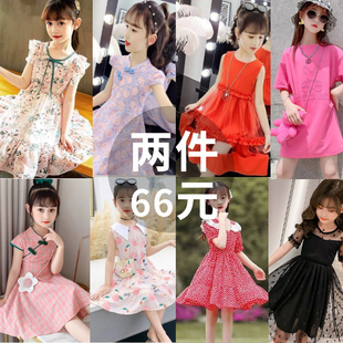 女童连衣裙夏装2024韩版洋气，儿童夏季裙子女孩，中大童公主纱裙