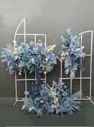 婚庆排花绢花蓝色系主题，婚礼路引花成品，t台花艺舞台背景装饰