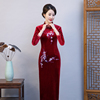 旗袍裙女丝绒喜妈妈婆婆，装加绒优雅礼服，改良气质复古中国风高级感