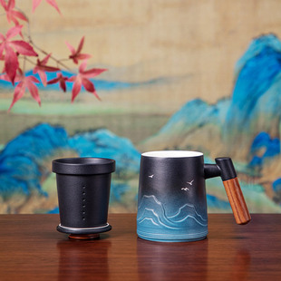 上新了故宫千里江山国风，陶瓷泡茶杯，家用商业伴手礼实用生日礼物