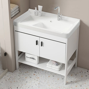 洗衣盆太空铝，落地浴室柜组合水池智能镜，陶瓷一体台盆卫生间搓衣板