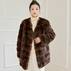 2023冬季獭兔毛浴袍，领大衣农夫色，皮草长袖外套时尚反季