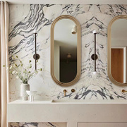 镜子卫生间镜欧式壁挂圆形浴室镜洗漱台梳妆镜创意法式智能梳妆镜