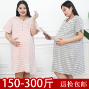 加肥加大码200斤孕妇睡裙夏季薄款短袖哺乳裙，时尚宽松喂奶衣睡衣