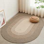 新sk简约纯色手工圆型编织地毯北欧ins客厅沙发日式卧室床边