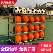 幼儿园手推不锈钢篮球足球，学校排球装球车收纳框可移动置球架