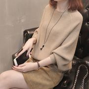 咖啡色针织套头毛衣女士秋冬季韩版宽松打底加厚2023个性时尚