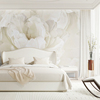 墙酷简美奶油风3d仿真立体花卉浪漫墙纸卧室，床头背景定制壁画盛放