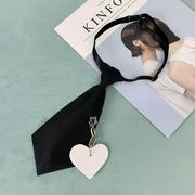 韩版学院风黑色短领带，女甜酷jk日系个性潮流免绑衬衫装饰格子领结