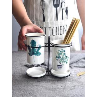 筷子笼陶瓷收纳多功能筷子筒，家用置物架筷子篓易清洗沥餐具收纳筒