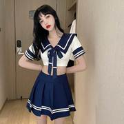 制服学生jk性感日系水手服清纯校服海学院风短款上衣短裙套装