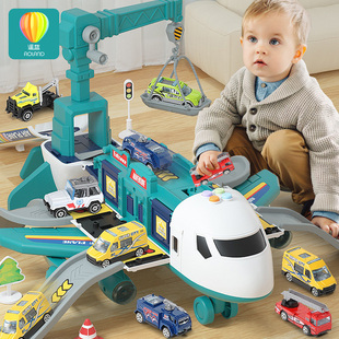 大飞机儿童玩具轨道男孩宝宝，益智变形小汽车模型生日，6礼物2三3岁4