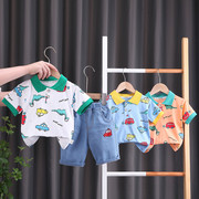 儿童装男童夏装套装帅气0宝宝炸街1婴儿衣服，一周岁小孩2-3韩版潮4
